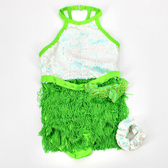 Weissman Showtime Conga Sequin Show Dress Girls Size 6X in Lime NEW